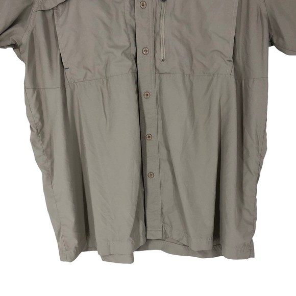 Mens Silky Polesther Under Armour Button Front Shirt w/Zip Pockets & Vented Back - Picture 3 of 9